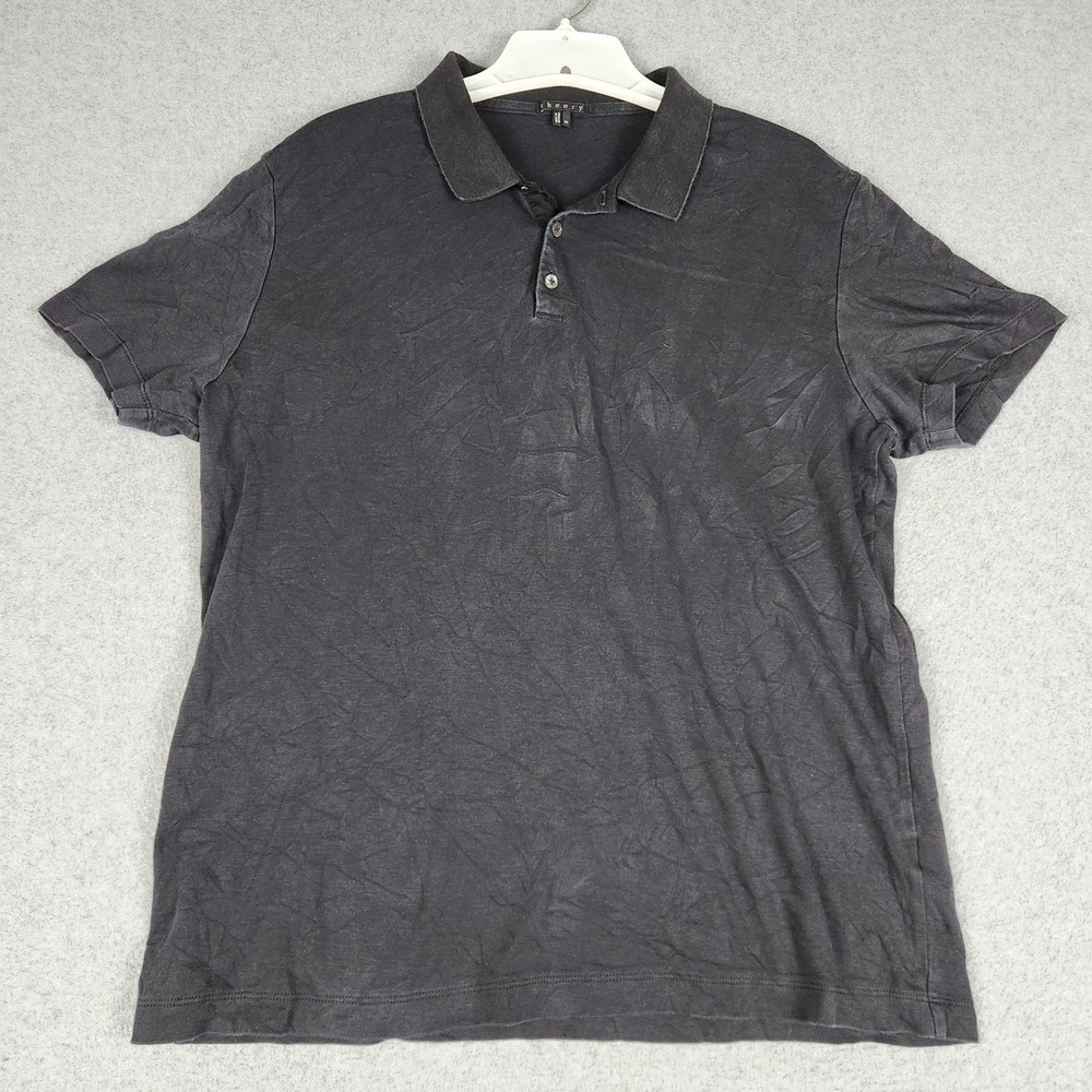 Theory Polo Shirt Mens XL Black Cotton Performance Essential Short Sleeve Collar